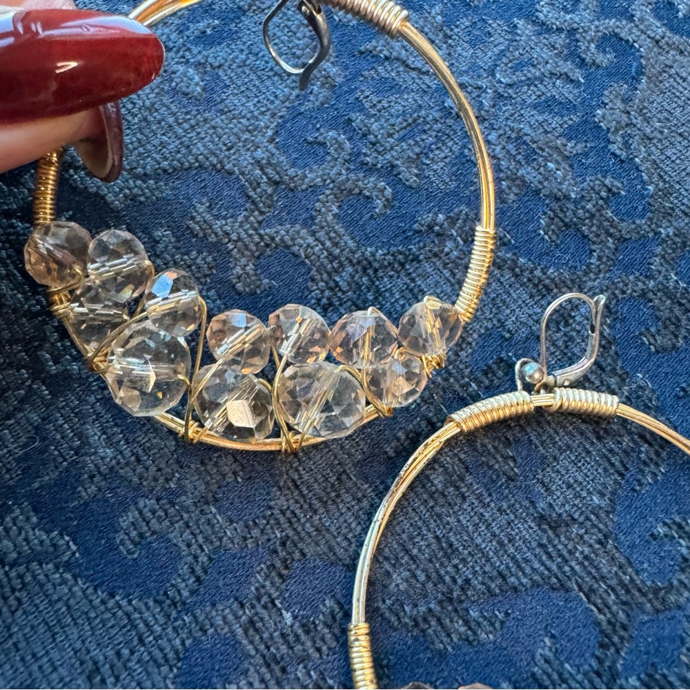 Rory Ashton beaded hoop earrings boutique brand latch closure earrings - Picture 7 of 11